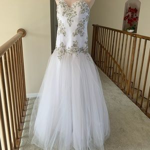 White wedding dress.